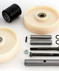 Beef Up Your L-50 Manual Pallet Jack With This Complete Wheel Kit Replacement Includes 2 Ultra-Poly 70D Load Wheels And 2 Nylon Steer Wheels