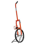 Road Ready Measuring Wheel With 3 Foot Circumference spoked wheel and foldable handle, designed for rough terrain surveying.