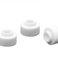 Three white shield cups from 25 Piece Plasma Cutter Consumables Set For PCH-10 And 1-8000 Series Including Electrodes Nozzle Tips Shield Cups Swirl Rings