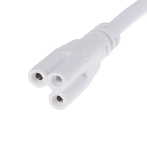 Close-up of Linkable T5 And T8 LED Tube Power Extension Cord With On Off Switch, showing connector, 6 Foot Long, 180cm, Durable Wire