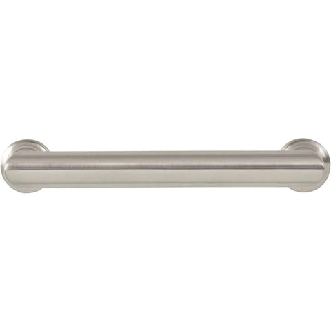 Morris Pull Three And Three Quarter Inch Center To Center Brushed Satin Nickel Cabinet Hardware with coordinating appliance pulls