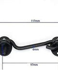 2 Pack Swivel Hook Gate Latch Stainless Steel Barn Shed Cabinet Door Holder, showing a 4-inch black latch design with dimensions.