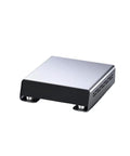 Sweet 80 Gigabit Speeds In A Rugged M.2 NVMe SSD Enclosure, sleek metal housing viewed from the side, compact design for portability.