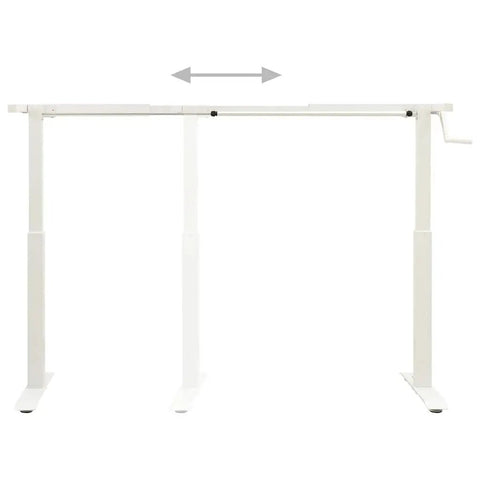 Slick Hand Crank Standing Desk Frame With Smooth Height Adjustment Setup, adjustable white carbon steel base, manual crank.