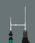 Kraftform Bitholding Screwdriver With Rapidaptor showing bit swap with 6 long bits and 3.5 inch bit pouch for quick bit changes.