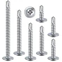 Number Eight Truss Head Self Tapping Screws For Sheet Metal 410 Stainless Steel Fasteners One Half Inch 300 Piece Kit Polished Finish, assorted sizes