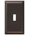 Mid Century Modern Wallplate With 1 Toggle In Steel Aged Bronze Finish 1 Pack shown from front view