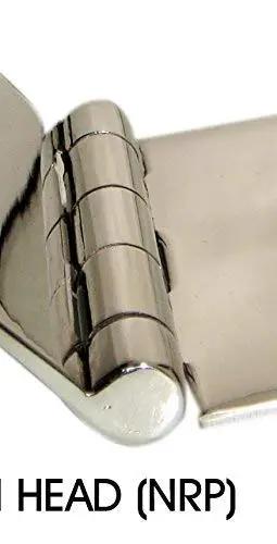 Close-up of Stainless Steel Parliament Door Hinge 4x4x6 Inch Wide Throw Expandable Swing Clear Reversible Satin Finish