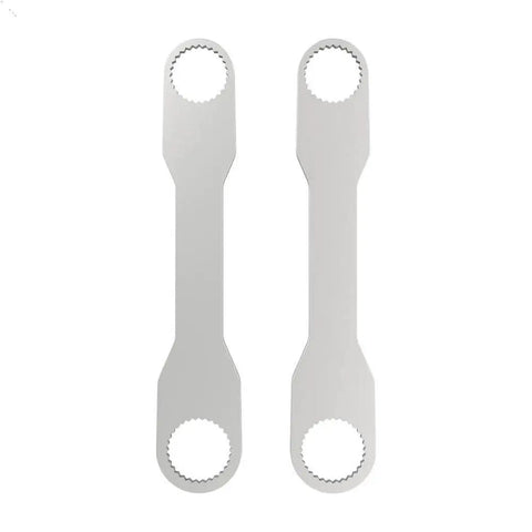 Two steel wrench multitool spanners for quick disassembly and mechanical repairs, heavy duty hand tool with universal fit.