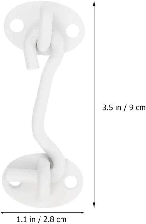 Heavy Duty Stainless Steel Gate Hook and Eye Latch Lock Door Window Garage in white, measuring 3.5x1.1 inches.
