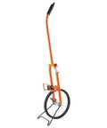 Road Ready Measuring Wheel With 3 Foot Circumference spoked wheel, orange frame, for rough terrain surveying and landscaping jobs.