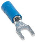 Slick Vinyl Insulated Fork Terminal For 18 To 14 AWG Wires Hella Tough Tin Plated Copper Design with Blue Cover