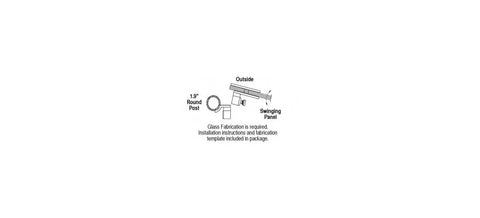 Heavy Duty 1.9 Inch Round Post Mount Gate Latch For Half Inch Tempered Glass, image showing installation setup for swinging panel.