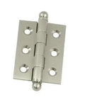 2 In By 1.5 In Solid Brass Cabinet Hinge With Ball Tips Satin Nickel Finish showing square corners and 6 holes