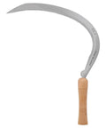 14 Inch Serrated Curved Blade Landscape Scythe With Wooden Handle For Easy Weeding And Lawn Care Carbon Steel Blade Built For Tough Garden Jobs