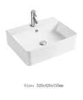 USZWBY Vessel Sinks Bathroom Vessel Sink Square Art Basin Ceramic Vessel Sink Hotel Countertop Basin with faucet, 520x420x155mm