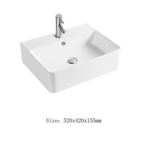 USZWBY Vessel Sinks Bathroom Vessel Sink Square Art Basin Ceramic Vessel Sink Hotel Countertop Basin with faucet, 520x420x155mm