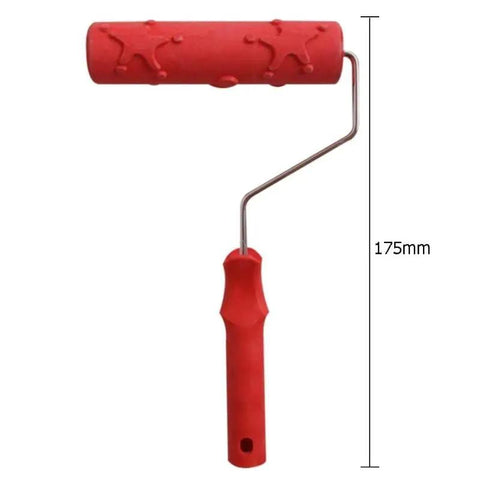 Straight Up Dope 7 Inch Sea Star Embossing Cylinder For Textured Wall Art Painting And Diatom Mud Finish With Cushioned Grip Handle, red color.