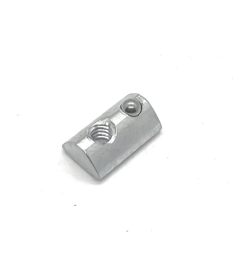 Drop-In T-Nut With Spring Ball Self Aligning 1/4-20 Tap For 15 Series Aluminum Extrusion 24 Pc Pack, silver nut close-up