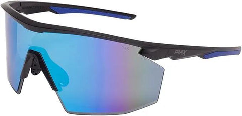 Three Pack Safety Glasses Featuring Zero Sweat Anti Fog Vision And Secure Grip Fit Designed For Construction Sites Shooting Ranges And Diy Workshops Tough As Nails Crew Essential Gear, mirrored lenses, black and blue frame.