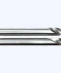 Side view of two 1/4-inch YG1 NC spotting drills, 8% cobalt HSS, chrome finish, 2-piece set