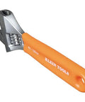 Extra Capacity Jaw 4 Inch Adjustable Wrench For Tight Spaces With Forged Heat Treated Alloy Steel SAE And Metric Scales Smooth Turning Knurl Dope Grip For Easy Single Hand Operation Plastic Dipped Handle Laser Markings Klein Tools O5064