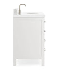 Side view of Straight Up Premium 55 Inch Single Sink Bathroom Vanity Built From Real American White Oak Solid Wood Cabinet.