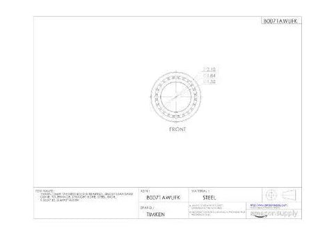 Technical drawing of Single Cone Tapered Roller Bearing for Radial and Axial Load Support, steel, 1.5000 inch ID, 0.4690 inch width, front view