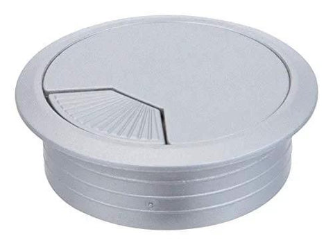 Adjustable Metal Desk Grommet For 2-3/8 Inch Cutouts In Gray Model 61621 Cable Management Solution for desk tops and back panels