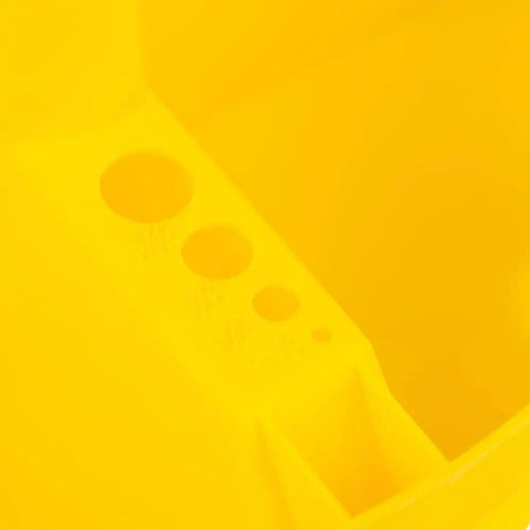 Stacker Small Parts Organizer For 5 Gallon Buckets With Four Compartments Nests Four Deep In Most 5 Gallon Buckets Molded Center Handle Bright Yellow Today showing drill-bit size markings.