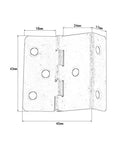 Two Pack Zinc Alloy Cabinet Door Hinge Set 43 By 17 mm Vintage Style Furniture Hardware with dimensions in sketch view.