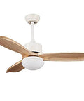 Chill Mode 52 Inch Wooden Ceiling Fan With Integrated LED Lighting And No Fuss Remote Sets Chill Vibes For Living Room Or Kitchen Space In Warm Brown, featuring smooth wood blades.