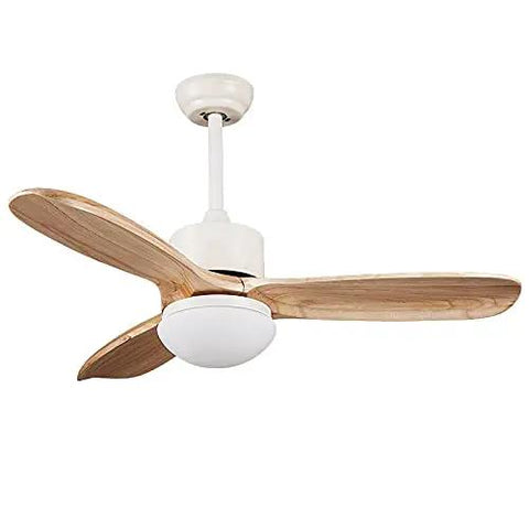 Fifty Two Inch Wooden Blade Ceiling Fan With Bright LED Lights And Ultra Quiet Remote Control Sweet Breeze For Living Room Or Kitchen No Sweat Cooling Total Setup Upgrade, three wooden blades, stylish design.