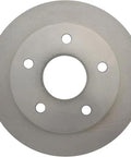 Centric C-Tek front brake rotor; automotive, metallic gray with five lug holes, front view