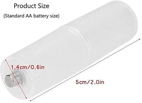 LampVPath AAA-to-AA battery adapter sleeve, white plastic, 5 cm long, 1.4 cm diameter, side view.
