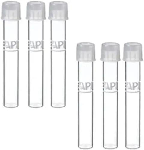 Heavy Duty Replacement Test Tubes For Aquarium And Pond Water Testing A Super Solid Six Pack Bundle showing clear tubes with caps.