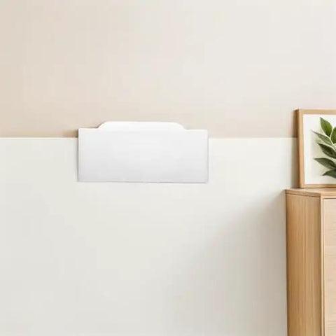 Wall Mount Sink - Lightweight Plastic Basin for Small Bathrooms, Easy No-Drill Installat, modern design mounted on beige wall.