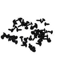 Truss Head Wood Screws One Half Inch Black Oxide Wax Coated Bag Of Fifty Count Made In USA Heavy Duty Wood Fasteners scattered