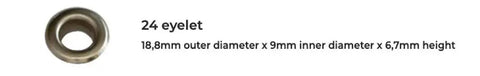 24 eyelet with 18.8mm outer diameter and 9mm inner diameter for Heavy Duty Eyelet Grommet Die Set For Hand Press Machines.