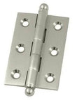 Solid Brass Cabinet Hinge with Ball Tips, Pair Of 10, 2.5 by 1.7 Inches, Brushed Chrome Finish