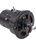 Badass 75 Amp Alternator Kit With Pulley Belt Stand Backing Plates High Output Upgrade For Amp Hungry Rides close-up of black alternator
