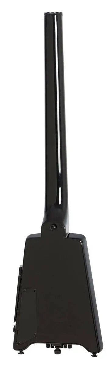 Spirit GT Pro Deluxe Black Electric Guitar With Gig Bag Maple Body Locking Tremolo R Trem System Humbucker Neck Pickup And Single Coil Middle Pickup Lightweight Built For Stage Ready Studio And Street Jams black headless guitar body side view