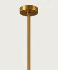 Modern Brass Pendant Chandelier Light Fixture with Alabaster Cylinder Shade Luxury Natural Stone Hanging Ceiling Light with Spherical Marble Accent for Kitchen Dining Room, Bar & Living Room Set of 3 showing brass rod and ceiling mount.