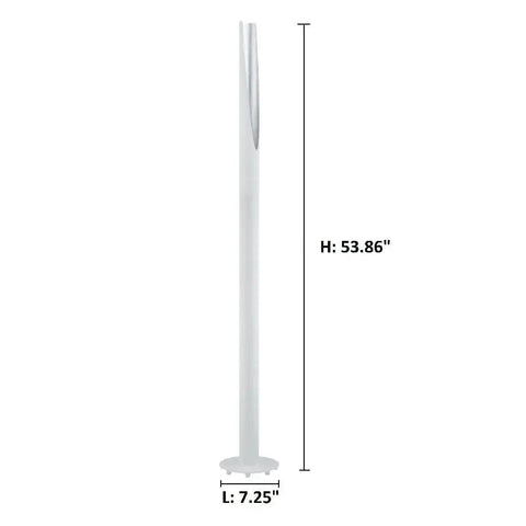 Barbotto 53.86 Inch LED Floor Lamp With Foot Switch Matte Black Gold Interior Plug In Lighting For Living Room Bedroom Dorm And Office Non Dimmable For Cozy Modern Pads, side view, dimensions shown