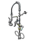 T&S Brass MPZ-2DCN-06 Single Hole Deck Mounted Mini Pre Rinse Faucet W/ 6" Add On Faucet, Club with coiled hose and spray valve.