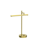 West 15 Inch LED Integrated Desk Lamp In Matte Brass With 200 Lumens Dimmer Rotary Switch Pivoting Head, side view.