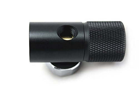 Side view of On Off 2 Port CO2 Fill Adapter With 1500 PSI Gauge For Paintball Remote, black aluminum 6061-T6, 1/8 NPT port visible.