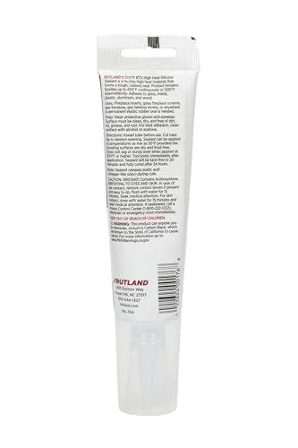 Rutland 500°F RTV high-heat silicone sealant tube, black, side view
