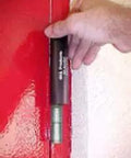 Ha1 Hinge Repair Tool Six Pack For Quick Fix Of 4.5 By 4.5 Non Ball Bearing Door Hinges Made In USA in use on red door.