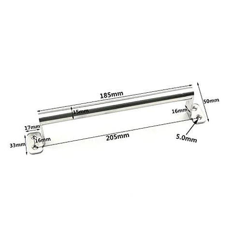 Diagram of Stainless Steel Gate Handle 22 Cm Long 2 Pack Barn Door Pull Hardware showing dimensions and mounting holes.